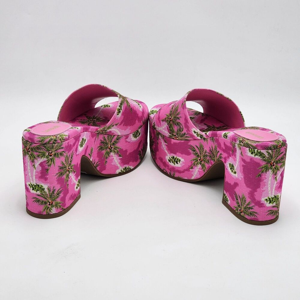 Larroude Palm Tree Miso Platform Chunky Heel Slide Sandals Hot Pink Size 8.5 - Picture 6 of 10